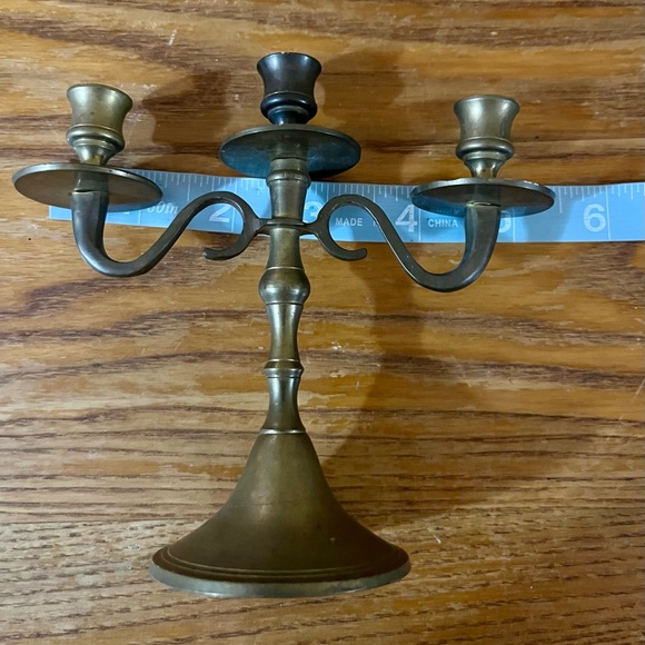 Rare MINATURE Brass Candelabra Candlestick - 5” tall - 3 Arm Candlestick - Picture 6 of 6